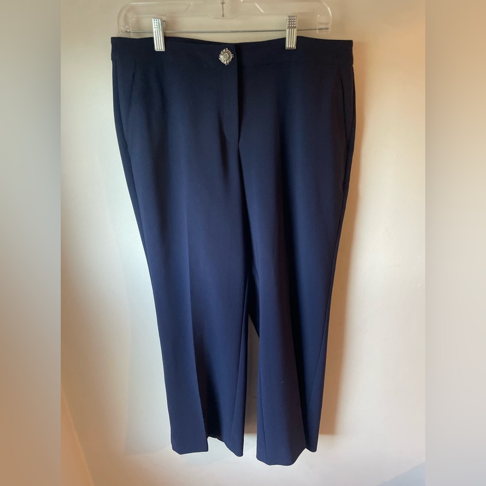 St. John Couture Navy Pants Dress Pants Luxury Designer Jewel Button Size 10 J
